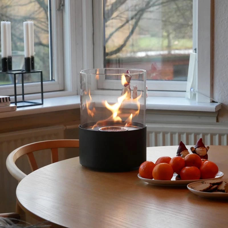 Kennington Round Tabletop Bioethanol Fireplace - Black