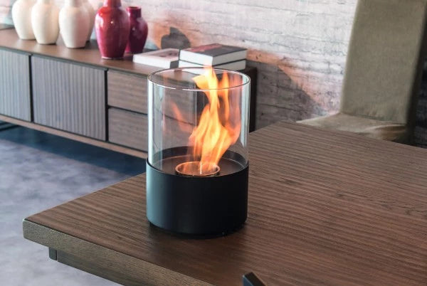Kennington Round Tabletop Bioethanol Fireplace - Black