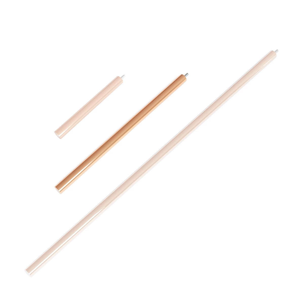 Cocoon Aeris Extension Rods in various sizes including 25 cm polished copper for home decor solutions.