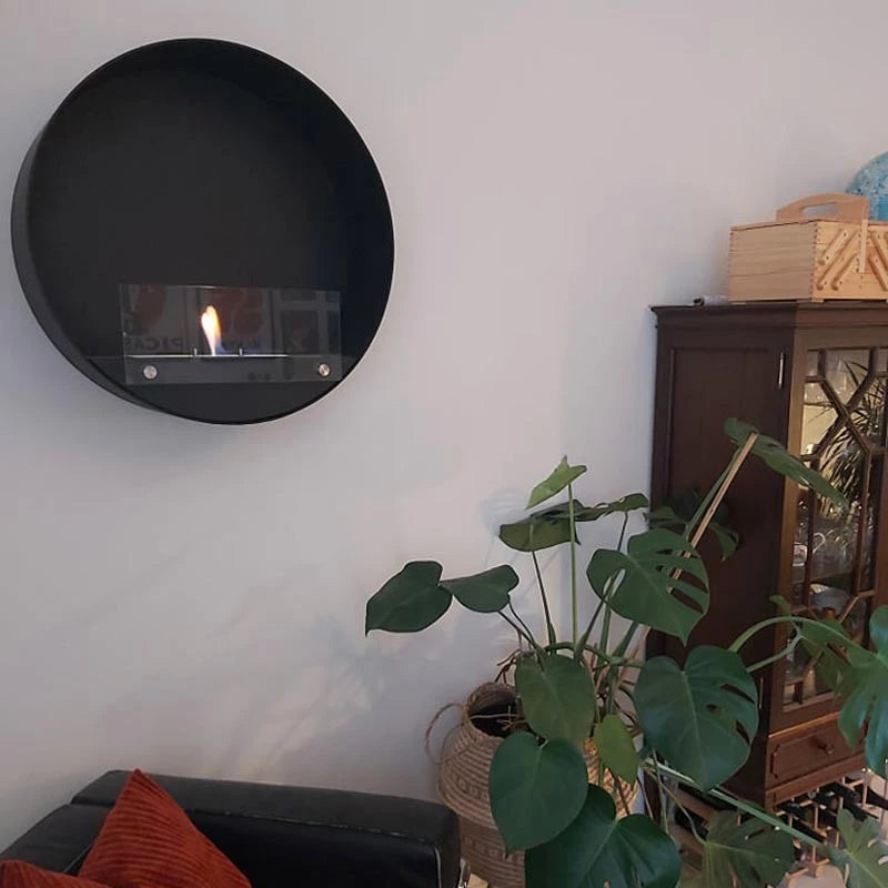 Delaware Black - Round Wall Mounted Biofireplace