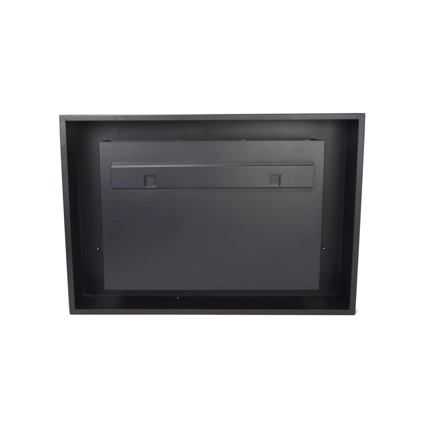 Black wall mount back of Nebraska Bioethanol Fireplace with secure mounting features for easy installation.